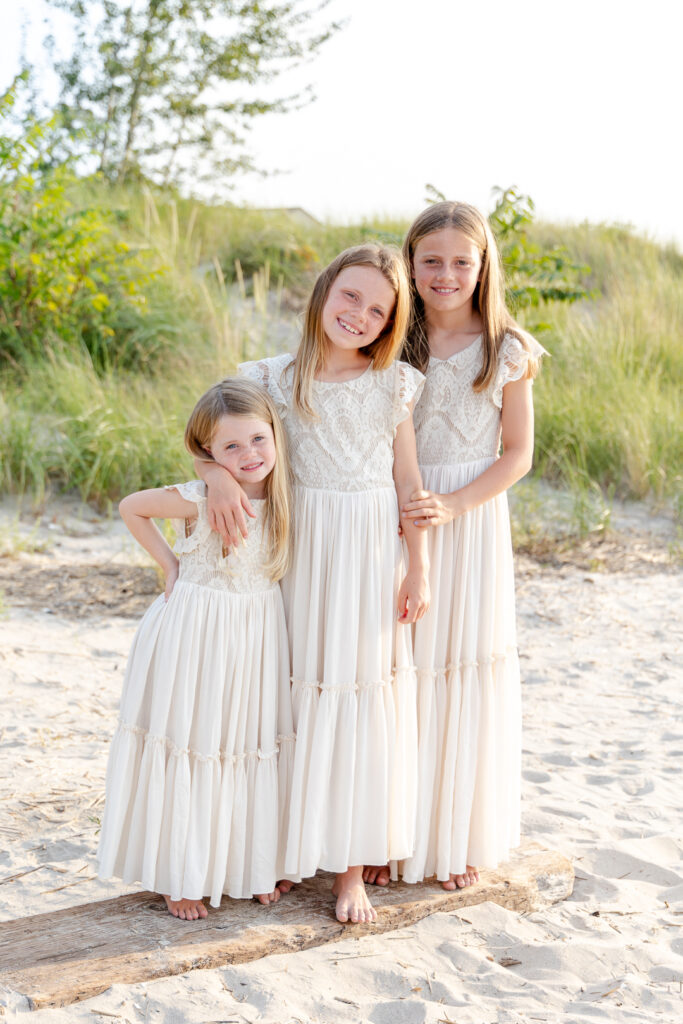 3 girls on the beach family portraits