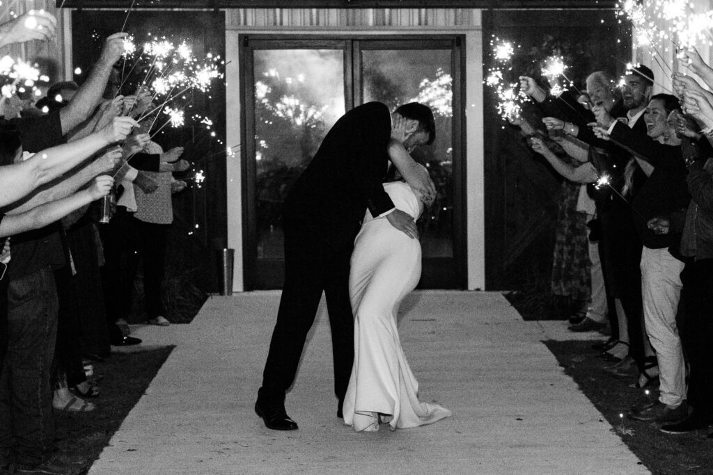 sparkler exit at belle's venue and farms wedding photos by jaime hausler photography