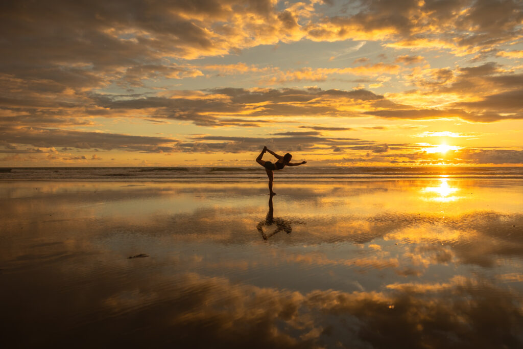 yoga portraits at sunset